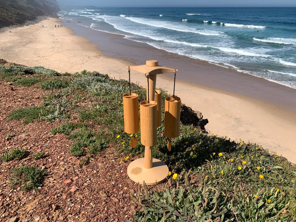 Koshi Chimes Set of 4 with rotating stand Terra/Aqua/Aria/Ignis Flower of Life -