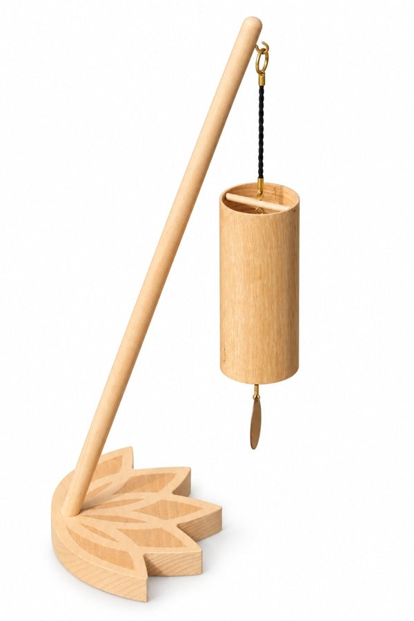 Koshi Earth Symphony Chime + Lotus Flower Stand. Made in France - wind chime set with stand