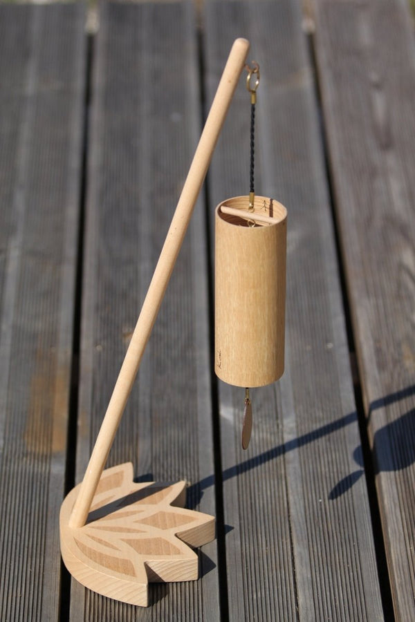 Koshi Earth Symphony Chime + Lotus Flower Stand. Made in France - wind chime set with stand