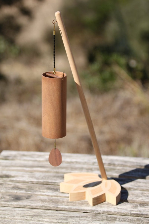 Koshi Earth Symphony Chime + Lotus Flower Stand. Made in France - wind chime set with stand