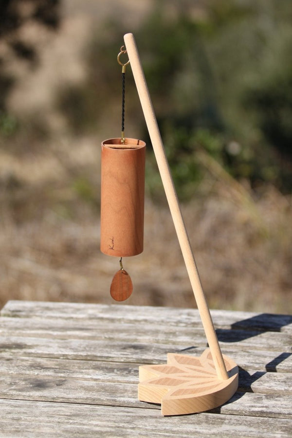 Koshi Earth Symphony Chime + Lotus Flower Stand. Made in France - wind chime set with stand